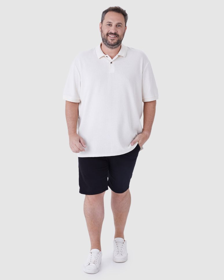 Bermuda Masculina Plus Size Tradicional Cintura Média Em Sarja Stretch