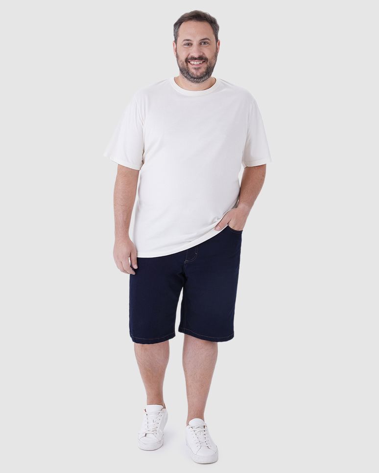 Bermuda Masculina Plus Size Tradicional Cintura Média Em Jeans Stretch
