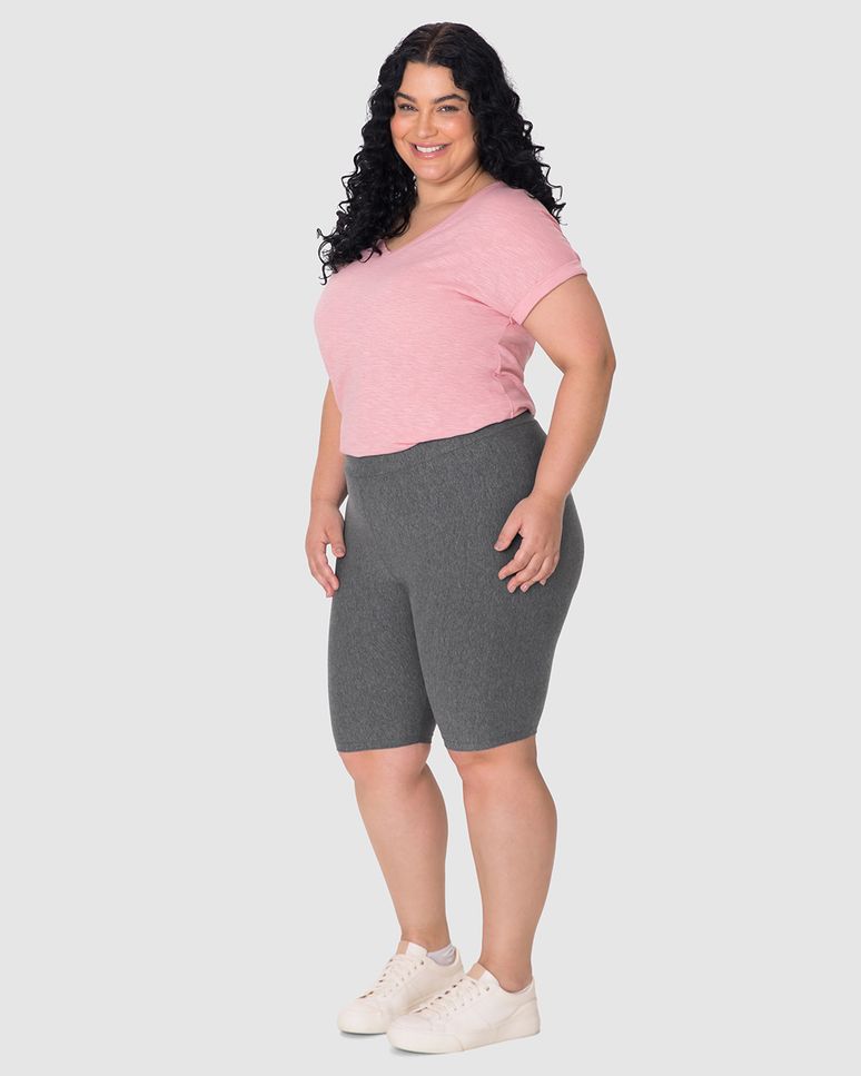Bermuda Básica Feminina Plus Size Cintura Média Em Algodão