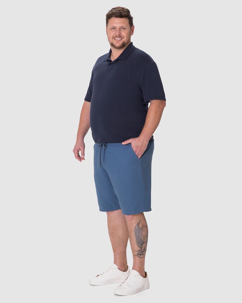 Bermuda Masculina Plus Size Chino Cadarço Funcional Em Linho