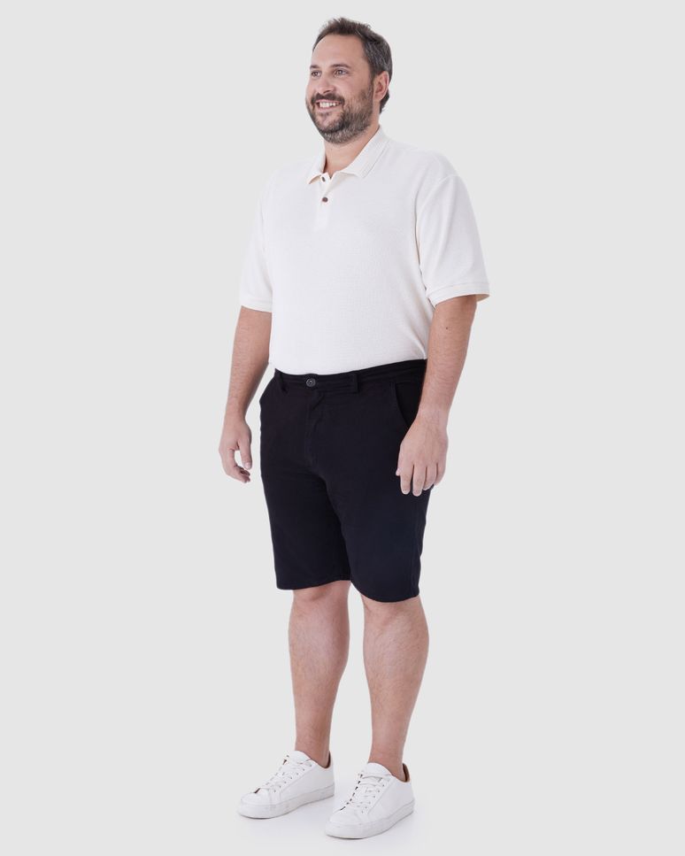Bermuda Masculina Plus Size Tradicional Cintura Média Em Sarja Stretch