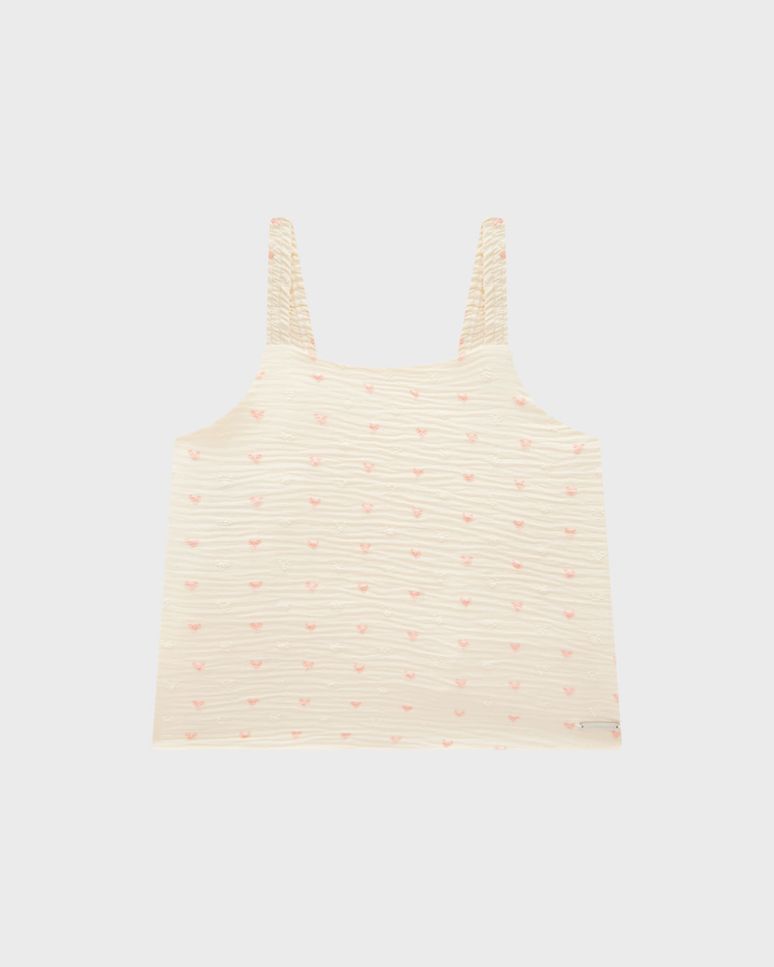 Conjunto Menina Regata E Shorts Saia Em Plumetis Coração - Carinhoso