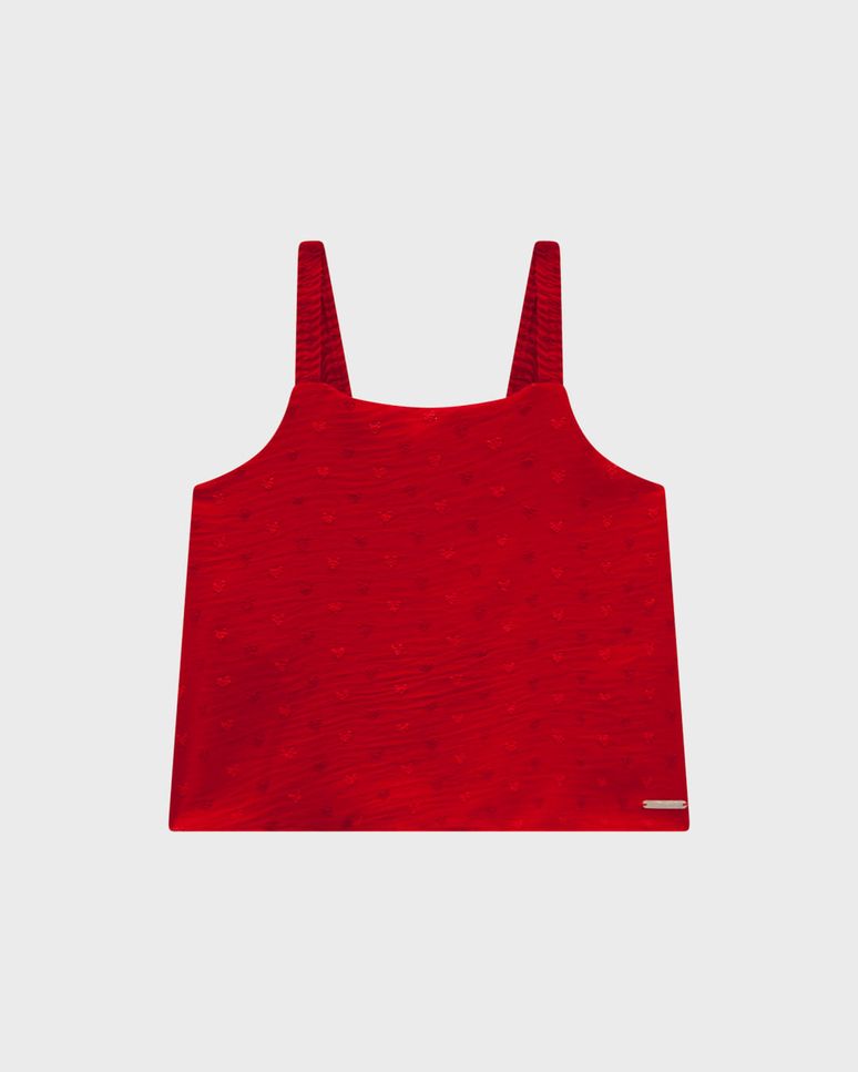 Conjunto Menina Regata E Shorts Saia Em Plumetis Coração - Carinhoso