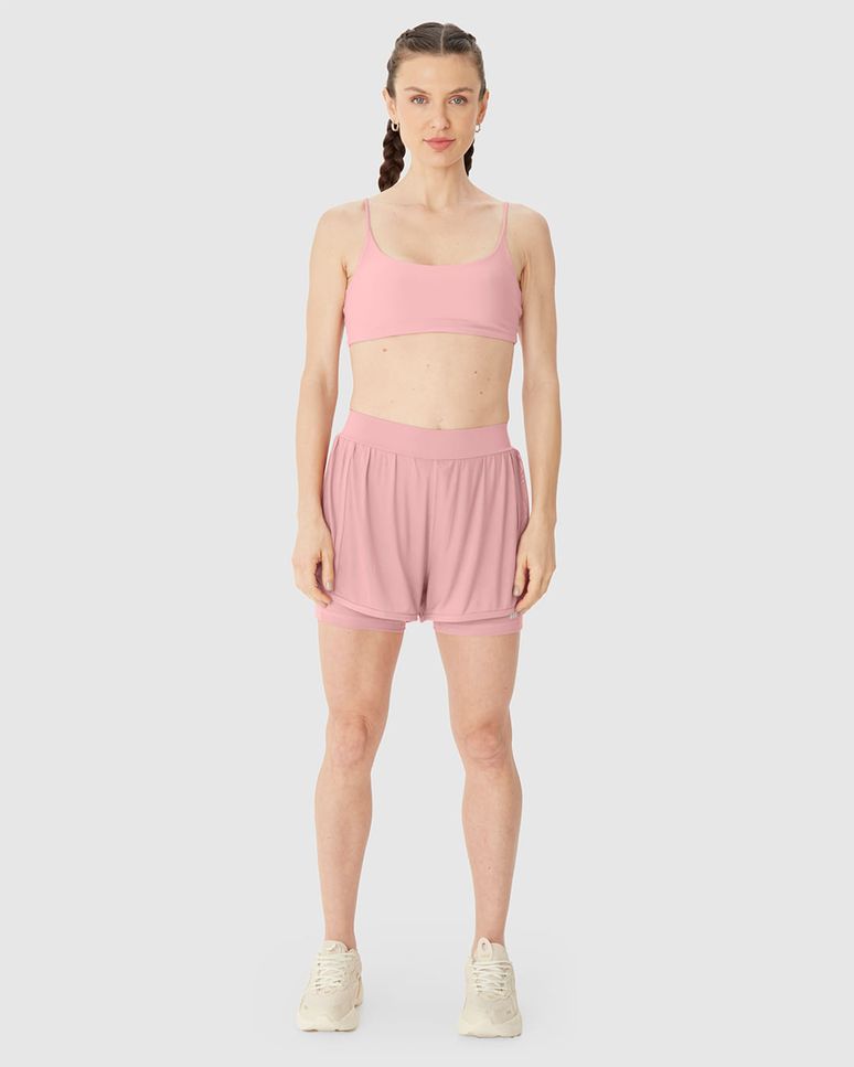 Shorts Esportivo Feminino Duplo Em Double Jersey E Tule Malwee Active