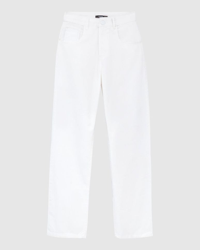 Calça Feminina Reta Cintura Média Em Jeans Leve - ENFIM