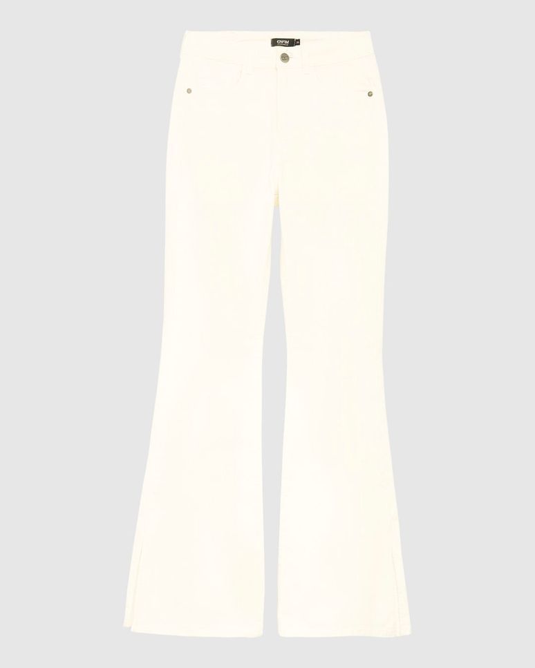 Calça Feminina Flare Fenda Na Barra Em Jeans Stretch - ENFIM