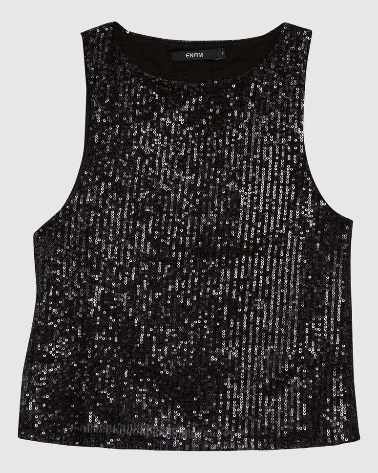 Regata Feminina Reta Em Paetê - ENFIM