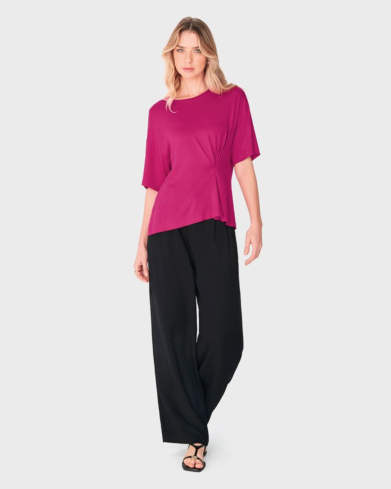 Blusa Feminina Ampla Detalhe Franzido Em Malha Viscose Stretch - ENFIM