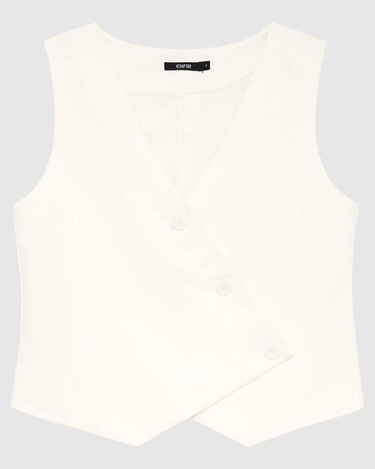 Colete Feminino Transpassado Botão Frontal Em Tecido Alfaiataria - ENFIM