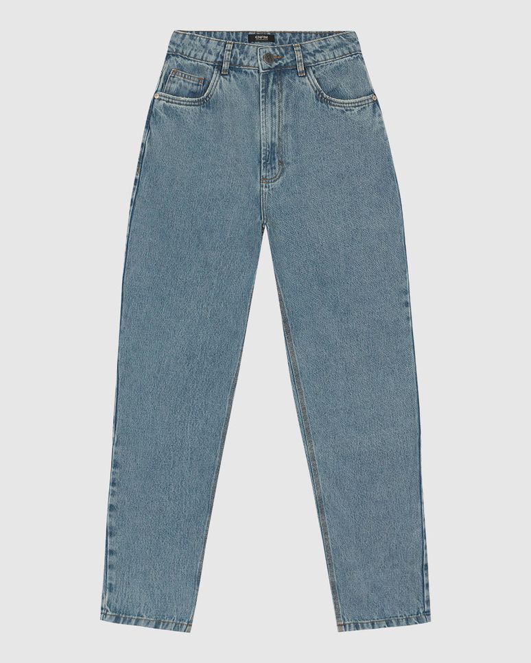 Calça Feminina Mom Cintura Alta Bolso Funcional Em Jeans 100% Algodão - ENFIM