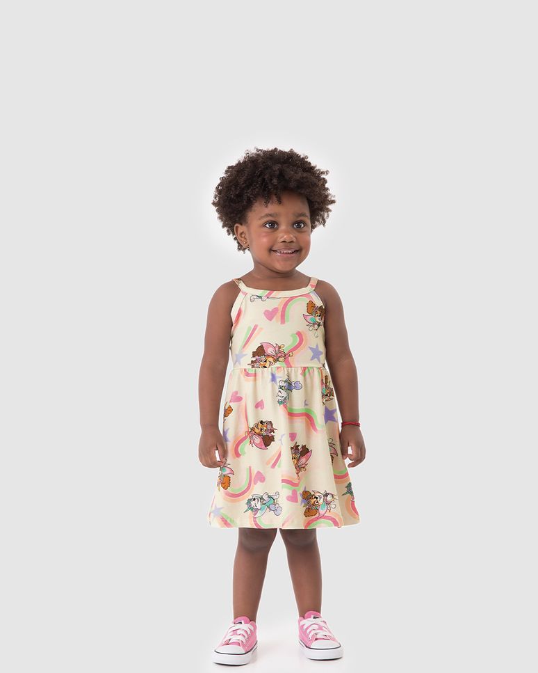 Vestido Infantil Detalhe Vazado Costas Patrulha Canina Em Algodão Malwee Kids