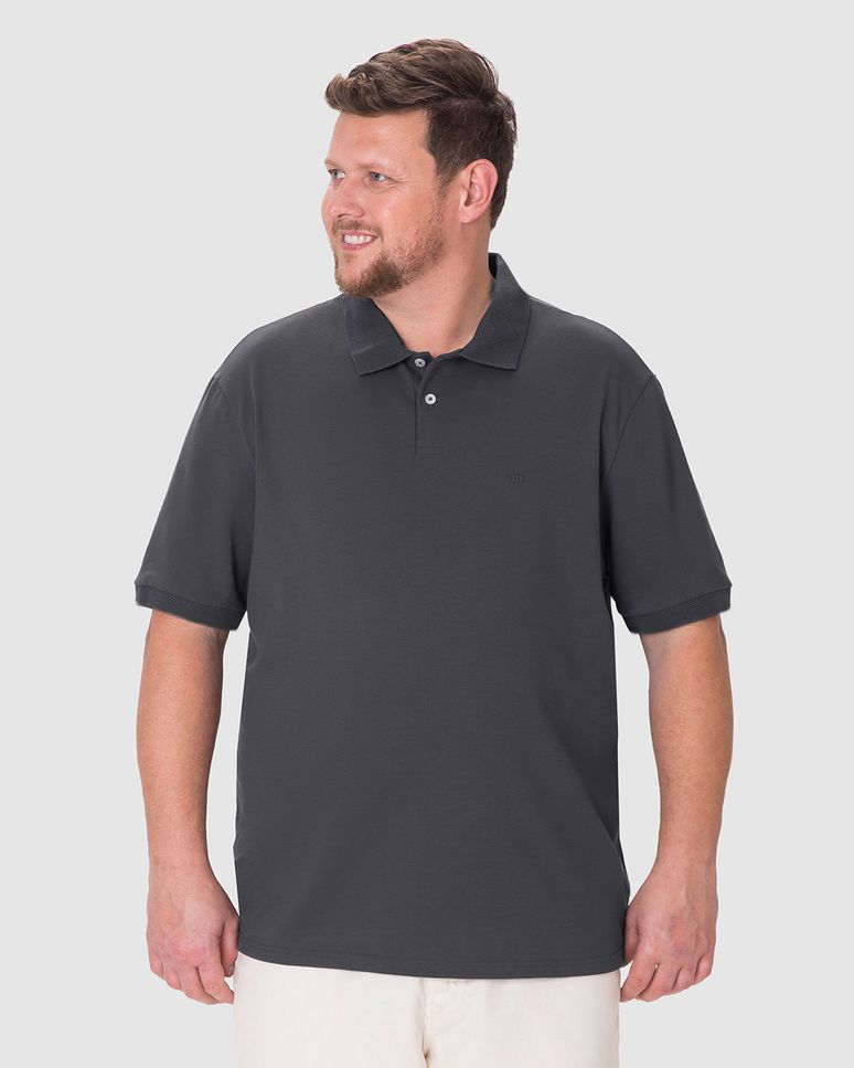 Camisa Polo Masculina Plus Size Regular Em Piquet Stretch