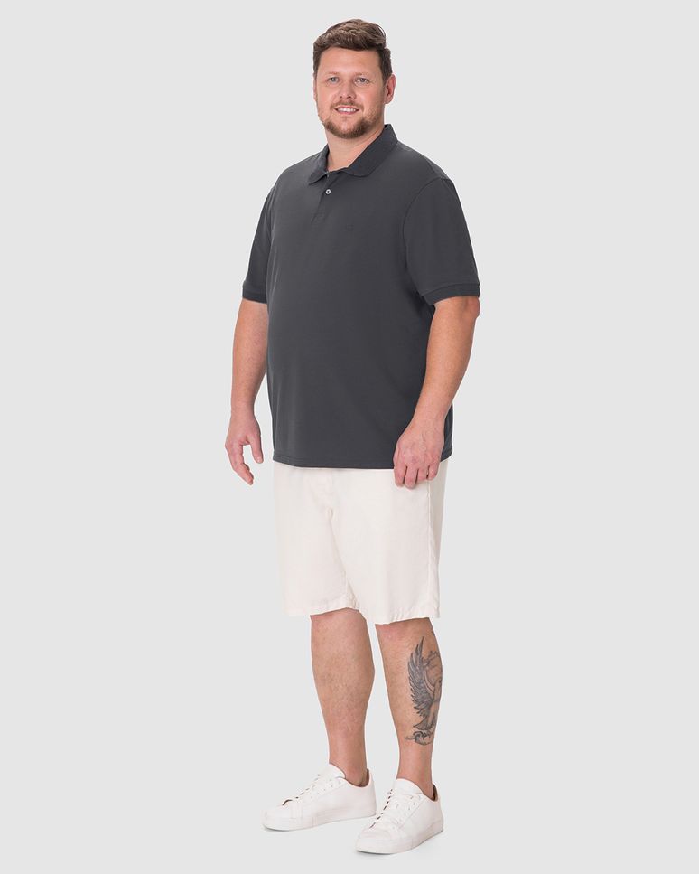 Camisa Polo Masculina Plus Size Regular Em Piquet Stretch