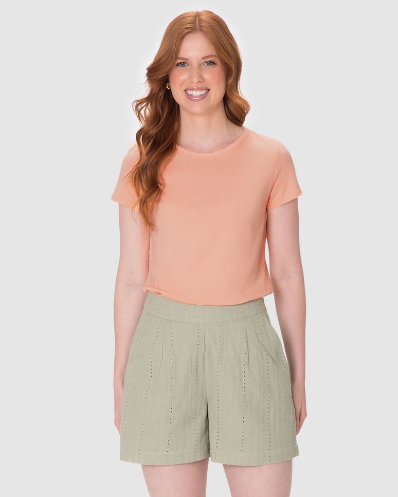 Blusa Básica Feminina Baby Look Em Algodão