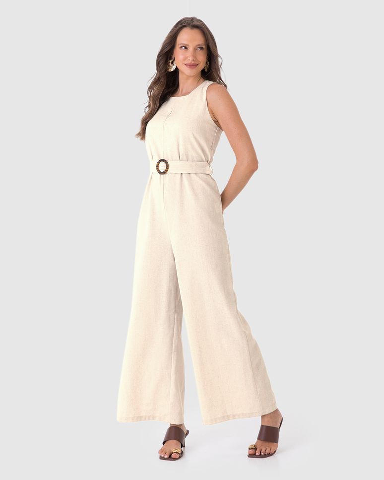 Macacão Feminino Reto Alfaiataria Em Viscolinho