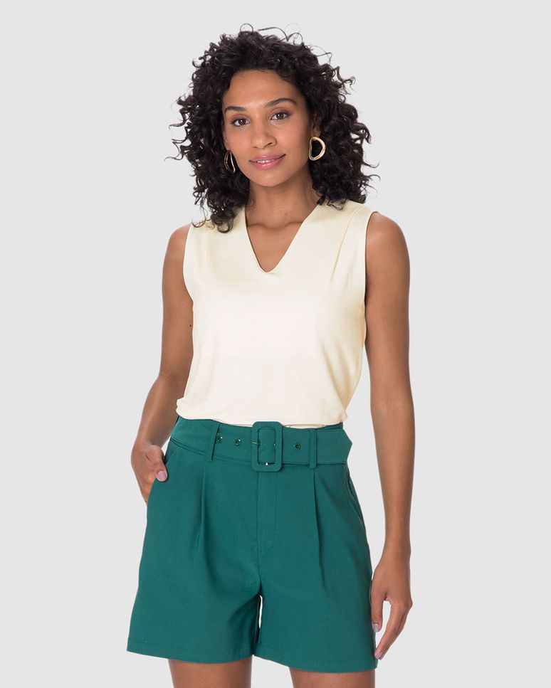 Regata Ampla Feminina Decote V Em Moletinho De Viscose