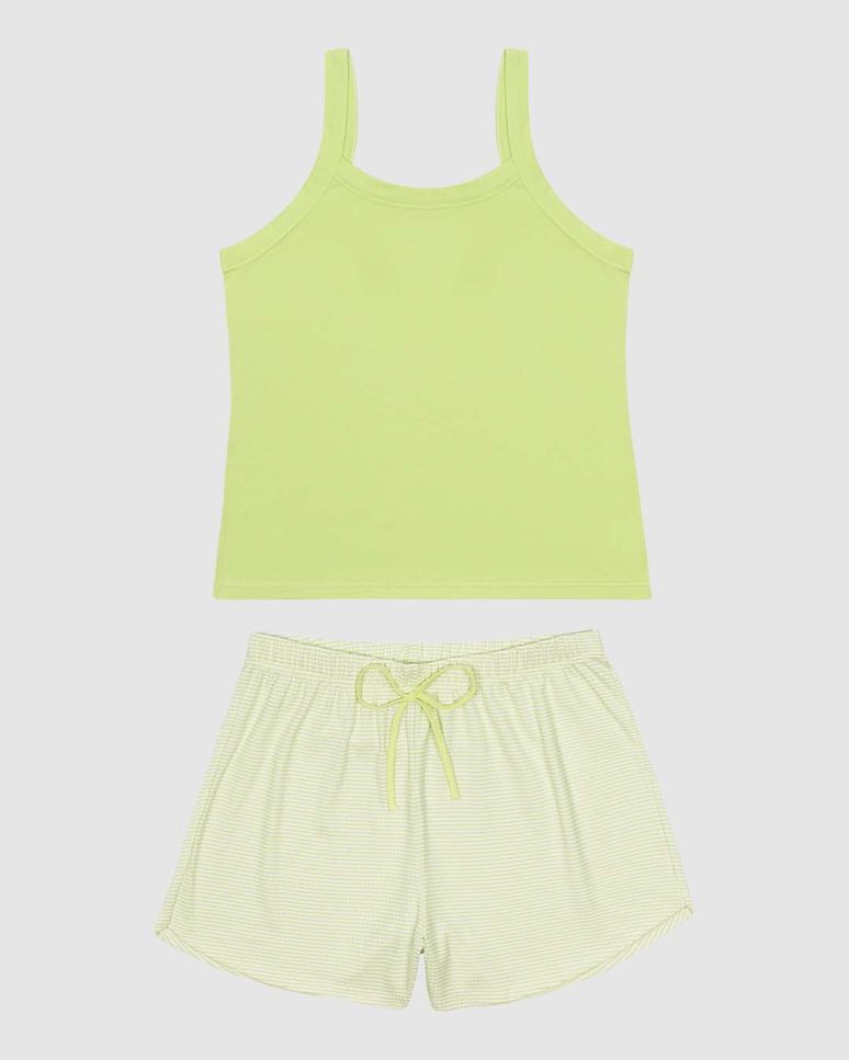 Pijama Curto Feminino Regata E Shorts Estampado Em Algodão