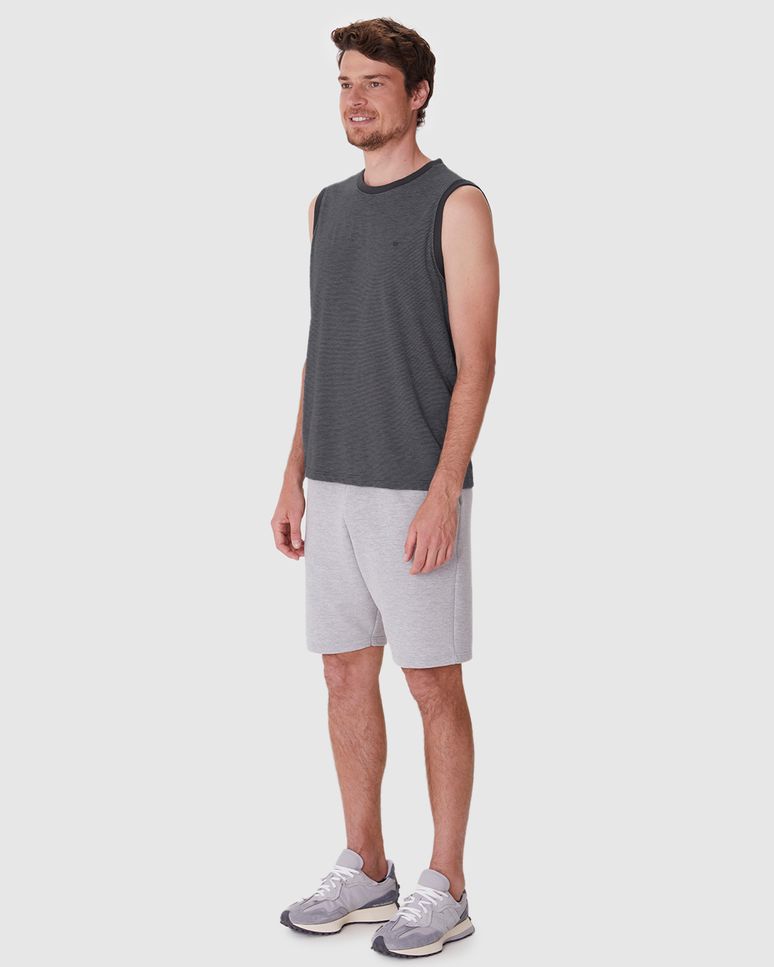 Regata Básica Masculina Alça Larga Bordado Frontal Em Malha Fio A Fio