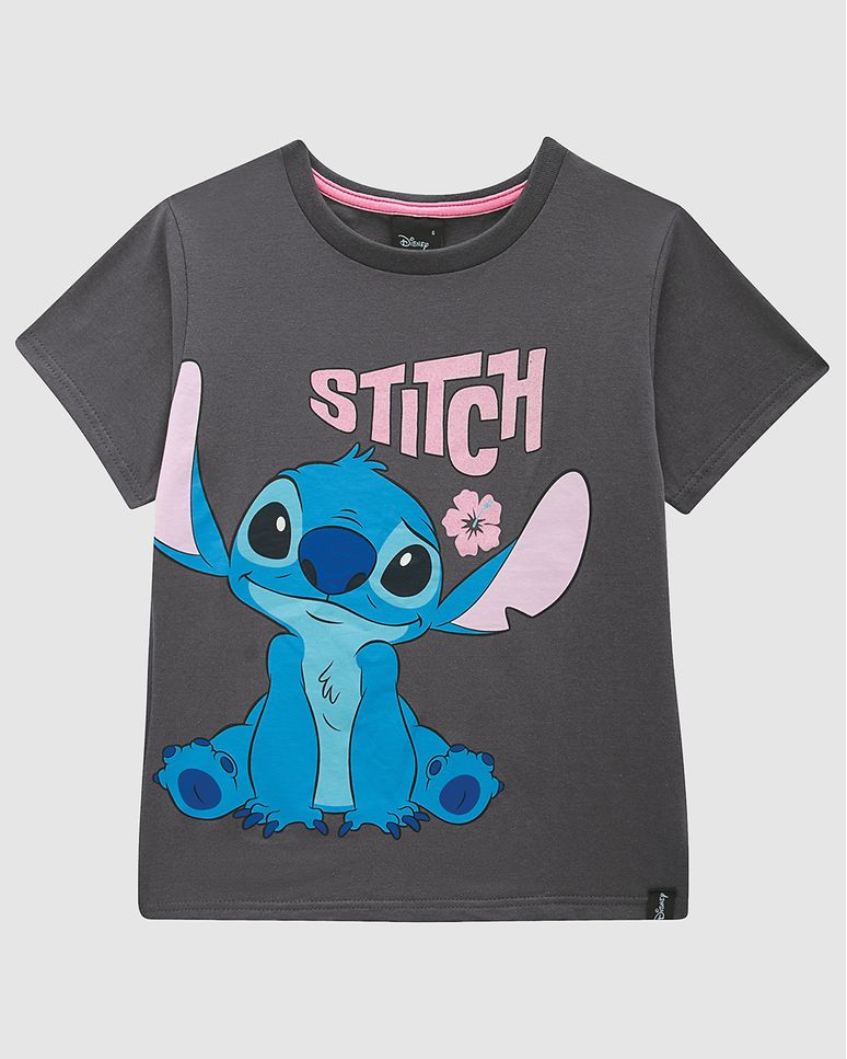 Camiseta Infantil Menina Estampa Glitter Stitch Disney Em Algodão Malwee Kids