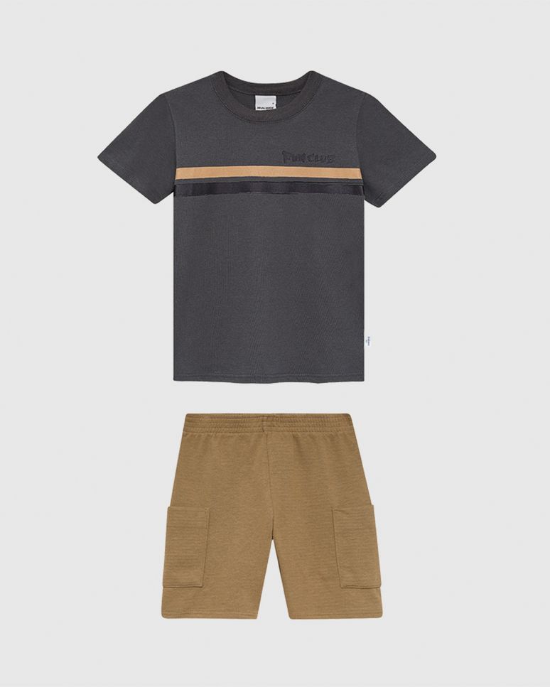 Conjunto Infantil Menino Camiseta Fun Club Em Algodão Malwee Kids