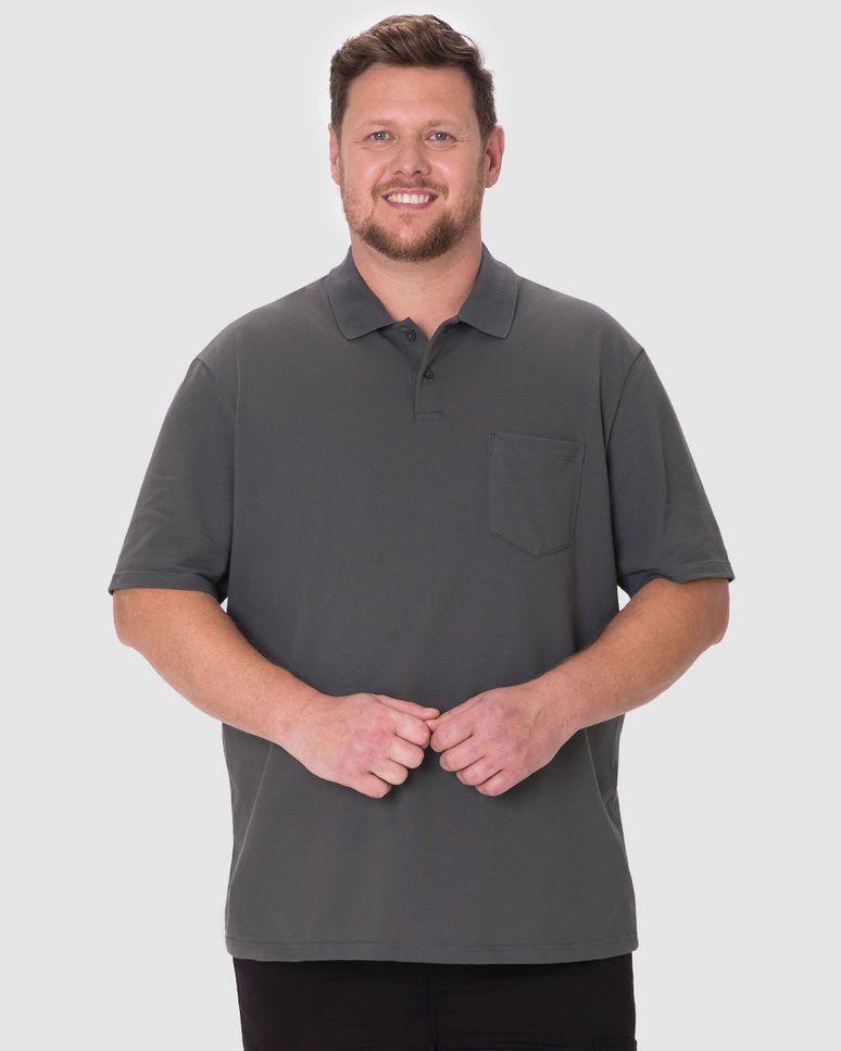 Camisa Polo Masculina Plus Size Bolso Funcional Frontal Em Piquet Stretch