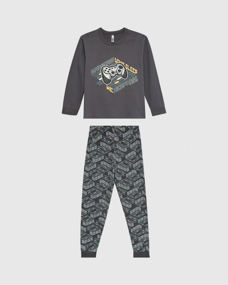 Pijama Infantil Menino Estampado Manga Longa E Calça Em Algodão Malwee Kids