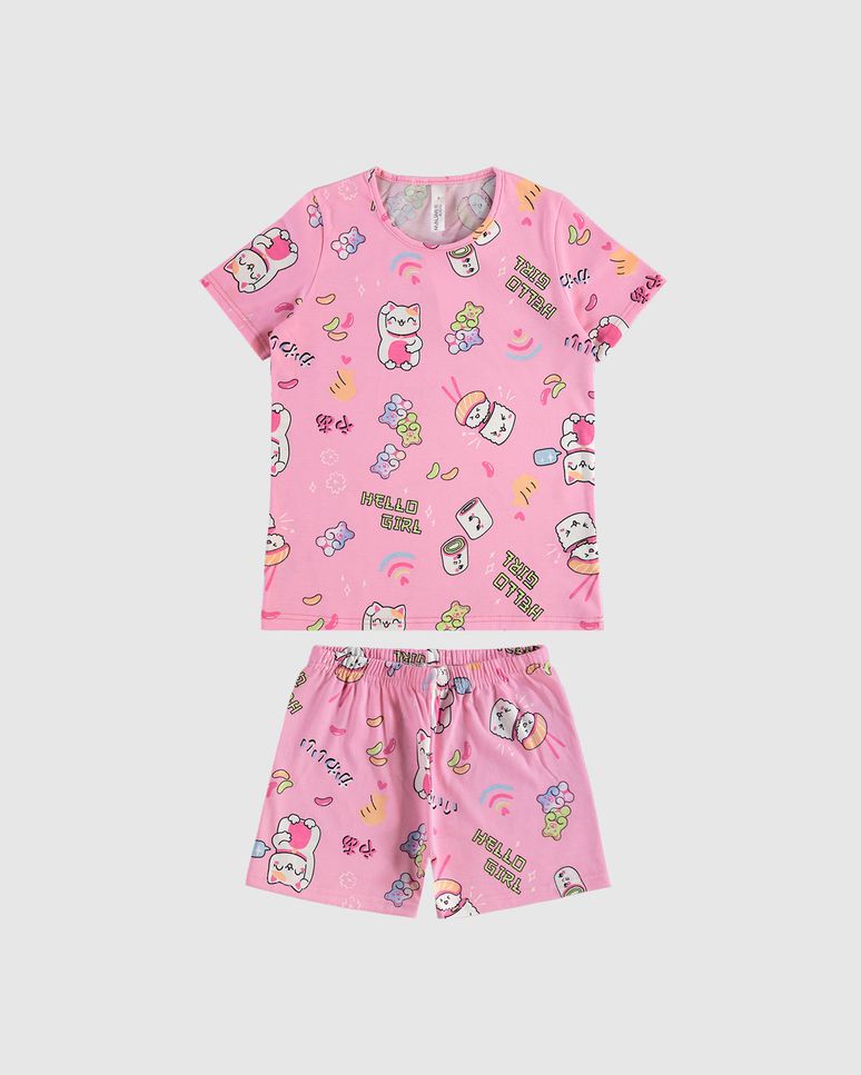 Pijama Infantil Menina Estampa Gatos Em Algodão Malwee Kids