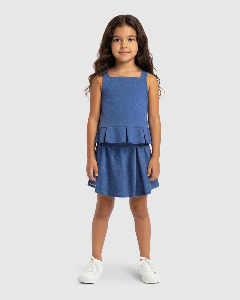 Conjunto Menina Regata E Shorts Saia Detalhe Rapport Glitter - Carinhoso