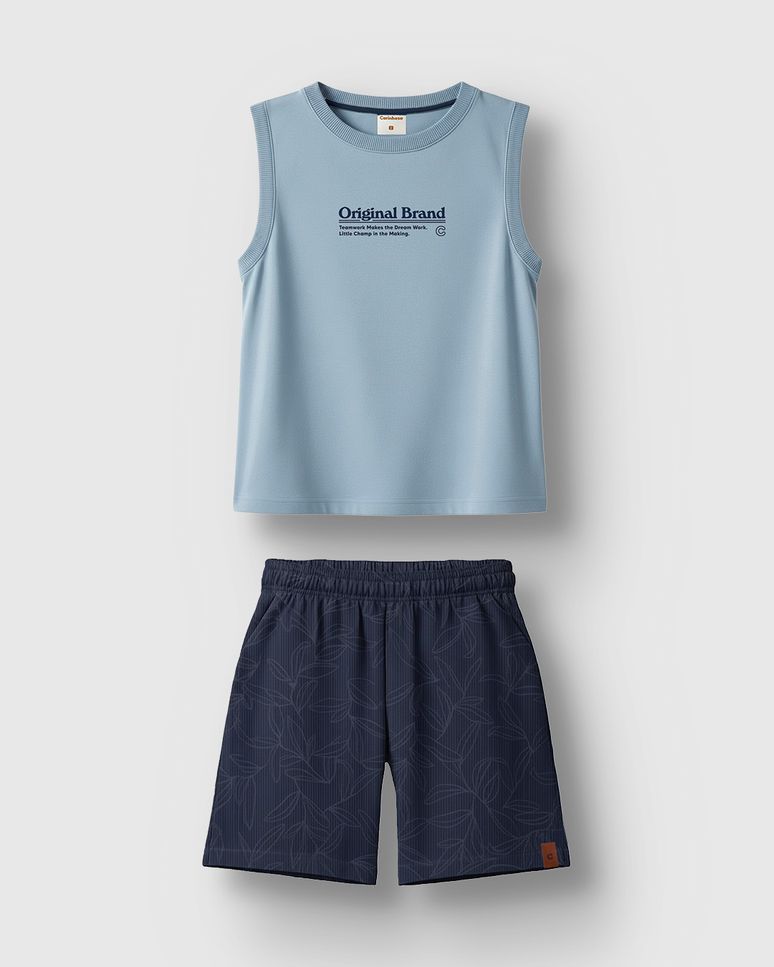 Conjunto Menino Regata Estampa HD Original Brand Em Algodão - Carinhoso