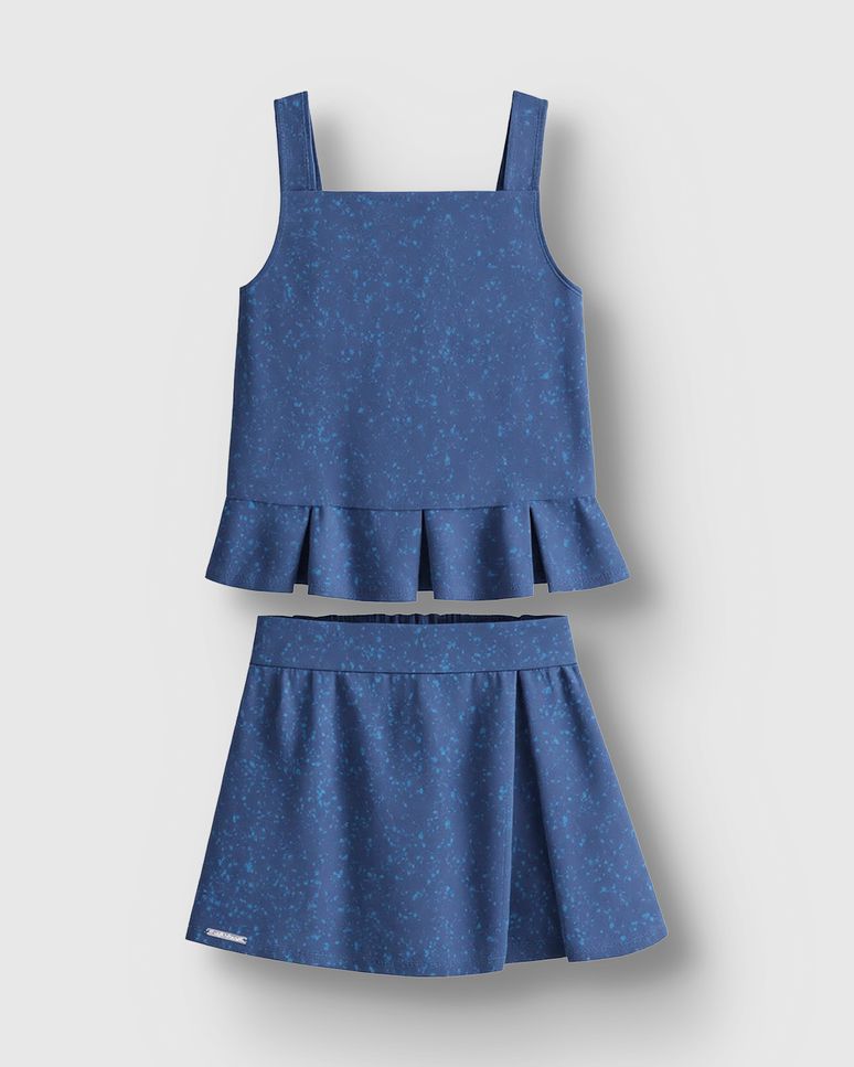 Conjunto Menina Regata E Shorts Saia Detalhe Rapport Glitter - Carinhoso