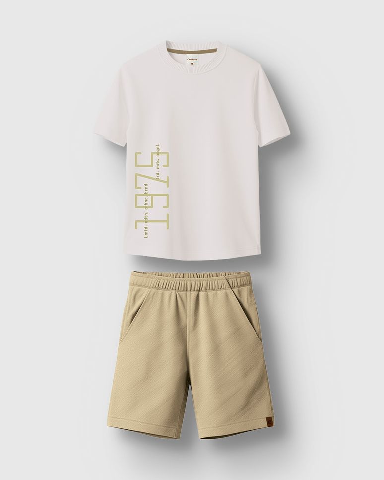 Conjunto Menino Camiseta Estampa HD 1975 Em Algodão - Carinhoso