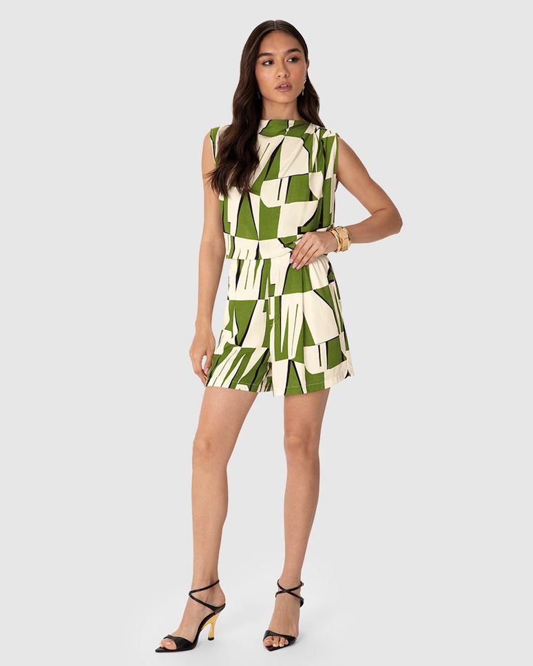 Shorts Feminino Comfort Estampa Geométrica Em Viscose - ENFIM