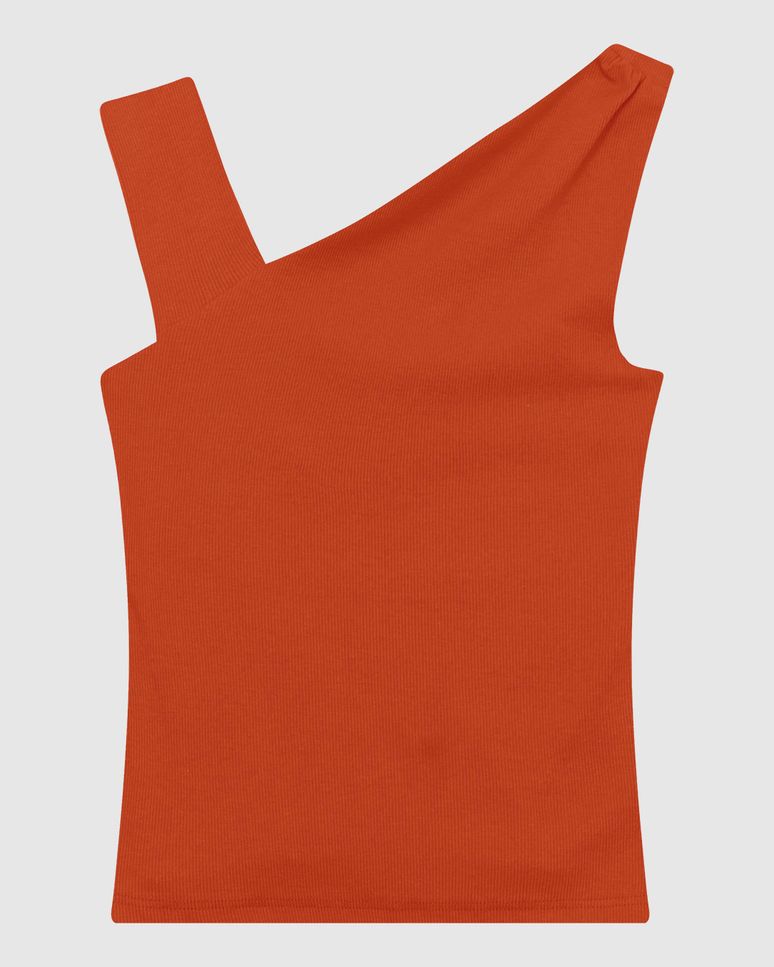 Regata Justa Feminina Decote Assimétrico Em Ribana - ENFIM