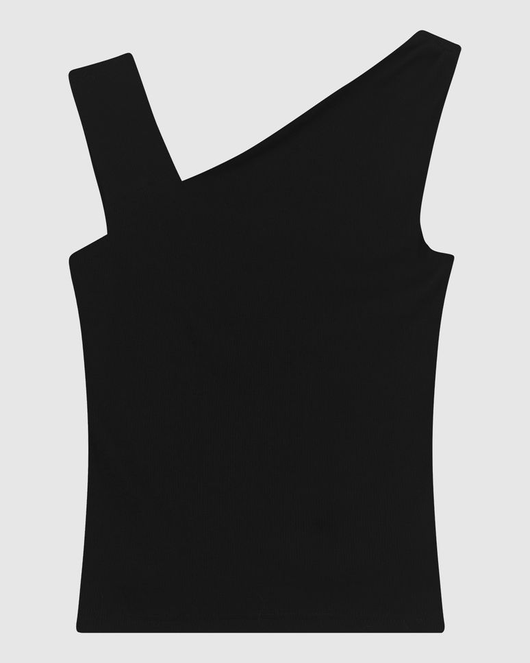 Regata Justa Feminina Decote Assimétrico Em Ribana - ENFIM