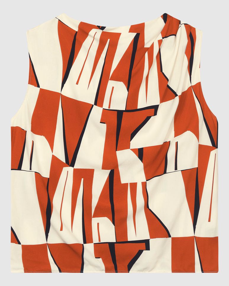 Blusa Reta Feminina Estampa Geométrica Em Viscose - ENFIM