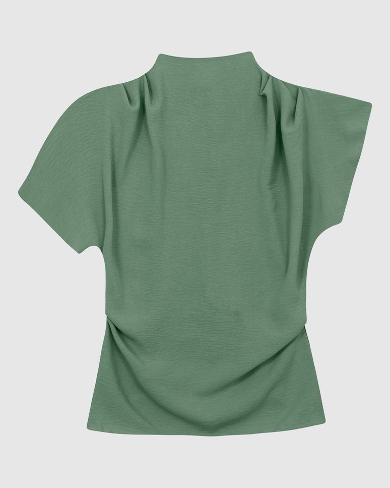 Blusa Feminina Assimétrica Detalhe Pregas Em Tecido Leve Texturizado - ENFIM