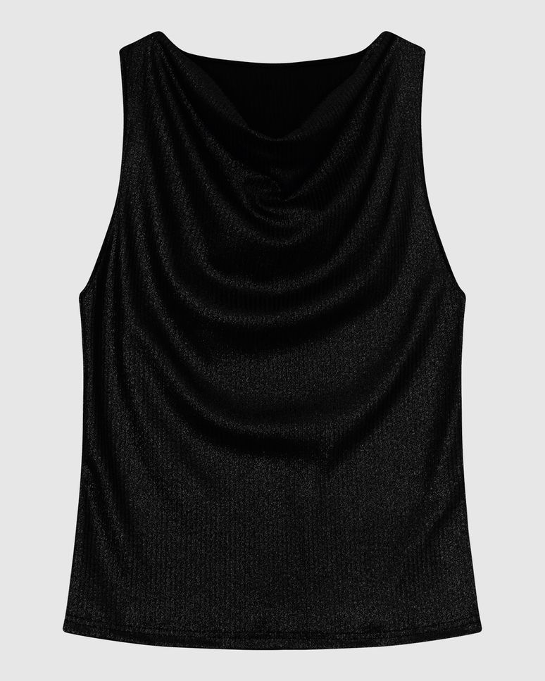 Blusa Justa Feminina Decote Degagê Em Malha Canelada Brilho - ENFIM