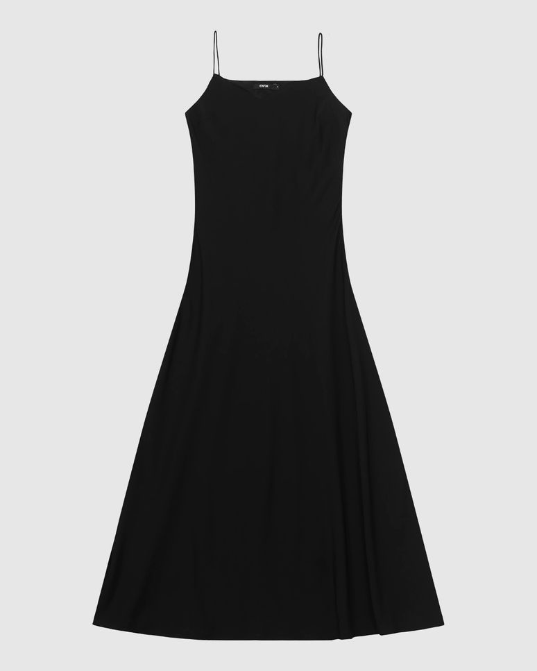 Vestido Midi Feminino Decote V Alça Fina Em Tafetá - ENFIM