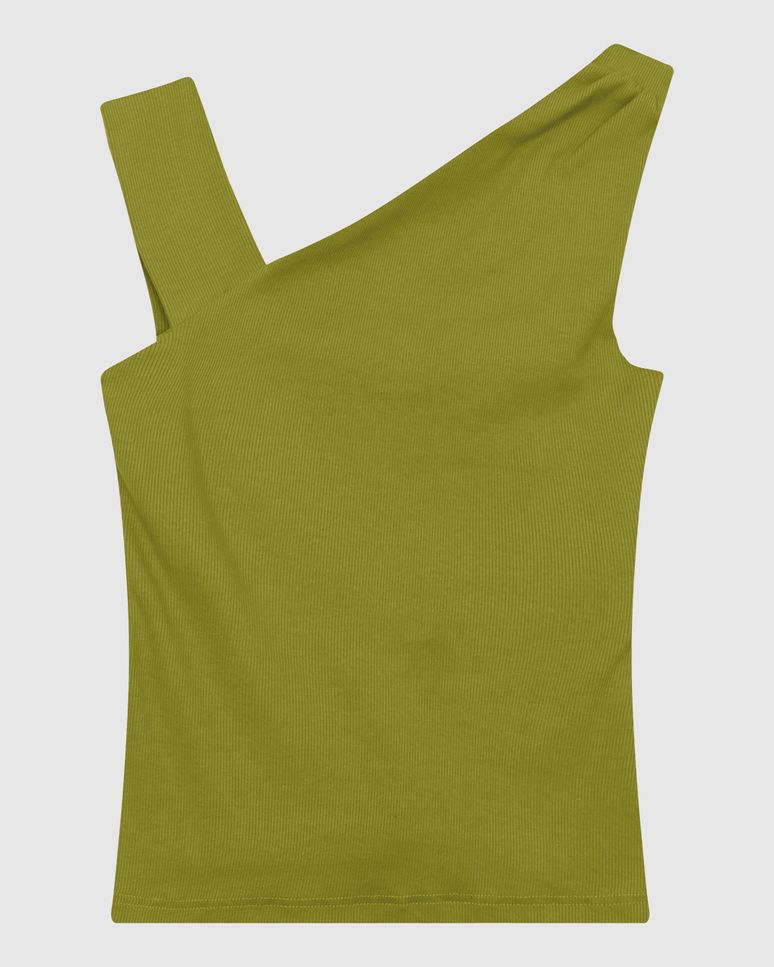 Regata Justa Feminina Decote Assimétrico Em Ribana - ENFIM