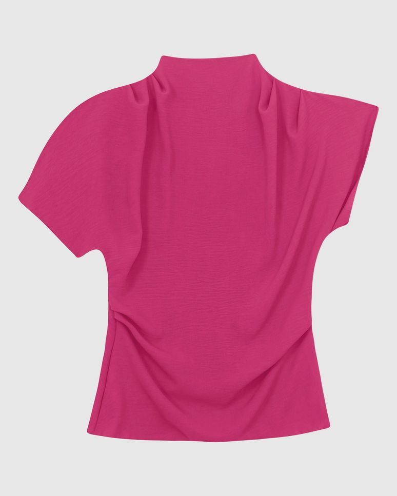 Blusa Feminina Assimétrica Detalhe Pregas Em Tecido Leve Texturizado - ENFIM