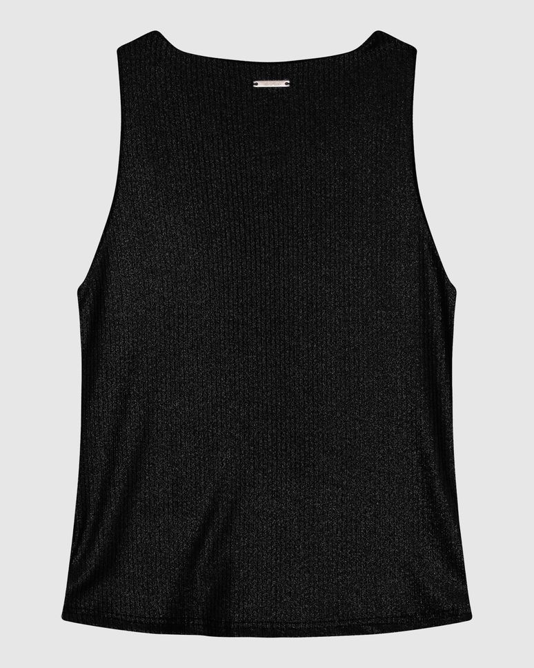 Blusa Justa Feminina Decote Degagê Em Malha Canelada Brilho - ENFIM