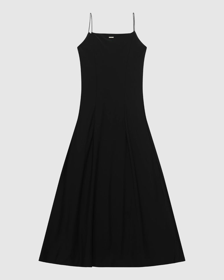 Vestido Midi Feminino Decote V Alça Fina Em Tafetá - ENFIM