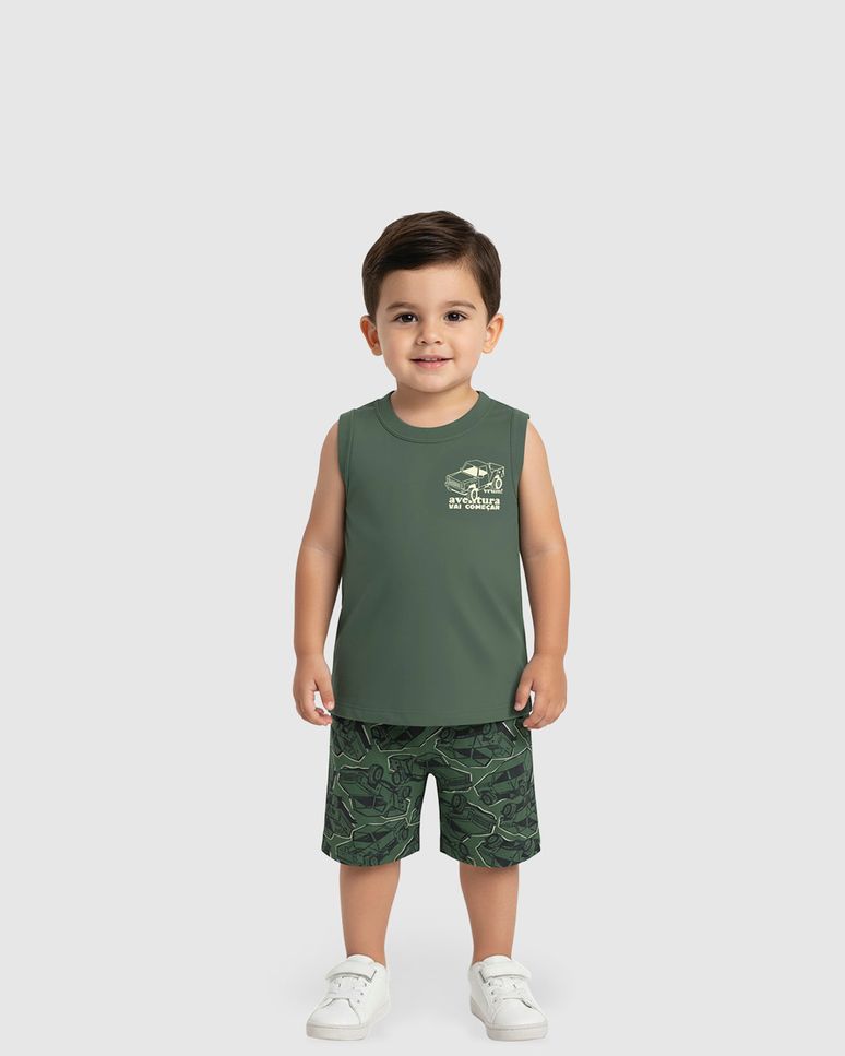 Conjunto Infantil Menino Regata Estampa Frente E Costas Malwee Kids