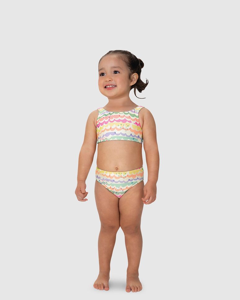 Conjunto Infantil Menina Estampado Top 2 Em 1 Malha UV50+ Malwee Kids