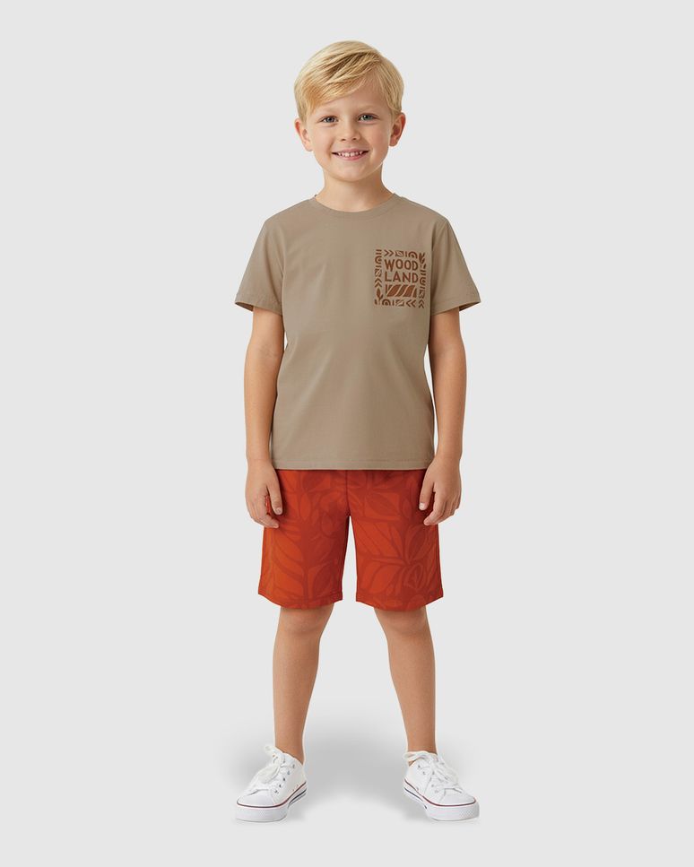 Conjunto Infantil Menino Camiseta Woodland Em Malha Anti Odor Malwee Kids