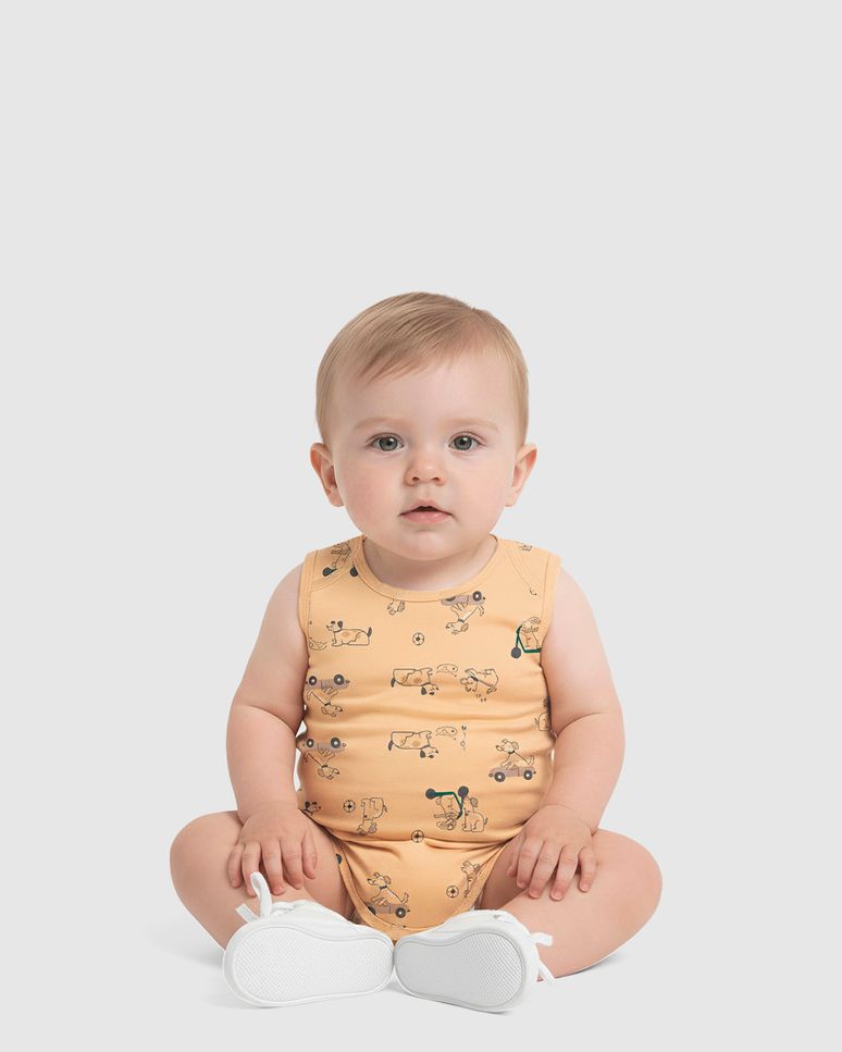 Body Bebê Menino Regata Estampa Cachorros Em Algodão Malwee Kids