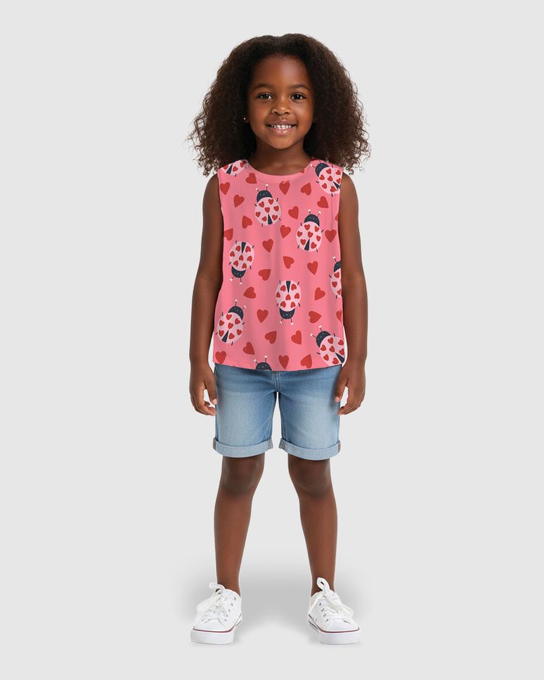 Regata Infantil Menina Alça Larga Estampa Joaninha Em Algodão Malwee Kids