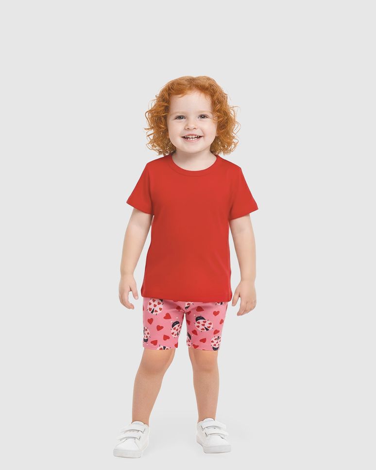Bermuda Infantil Menina Estampa Joaninha Em Algodão Malwee Kids