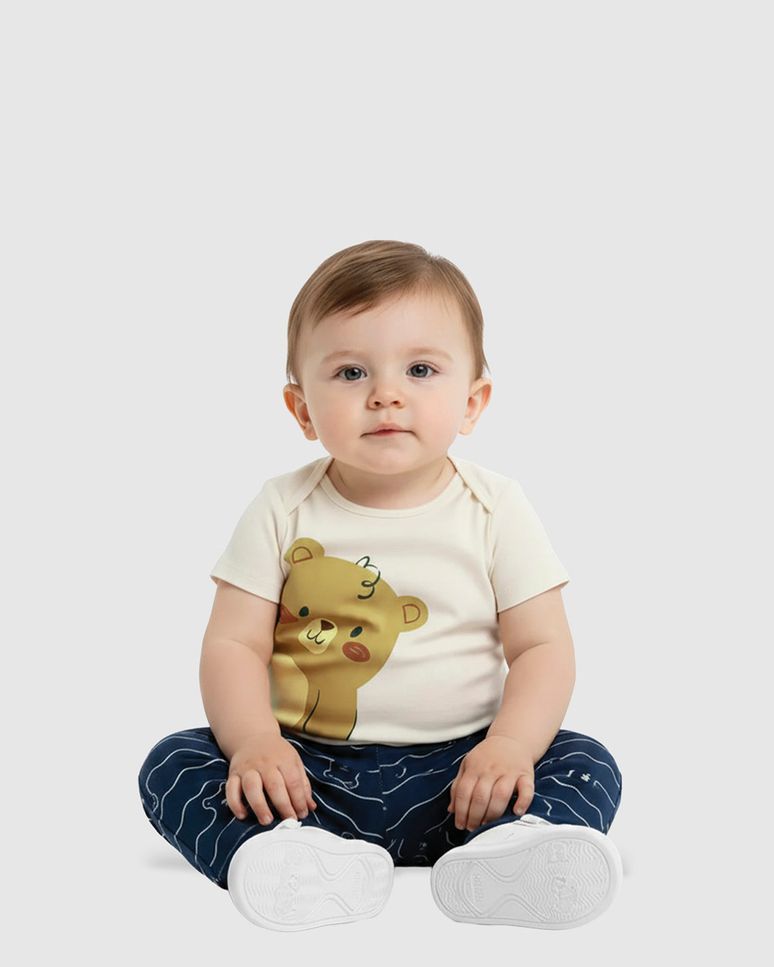 Conjunto Bebê Menino Body Estampa Ursinho + Calca Em Algodão Malwee Kids