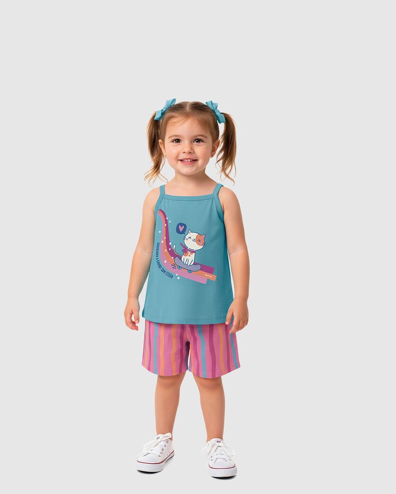 Conjunto Infantil Menina Colorindo A Cidade Com Estilo Em Algodão Malwee Kids